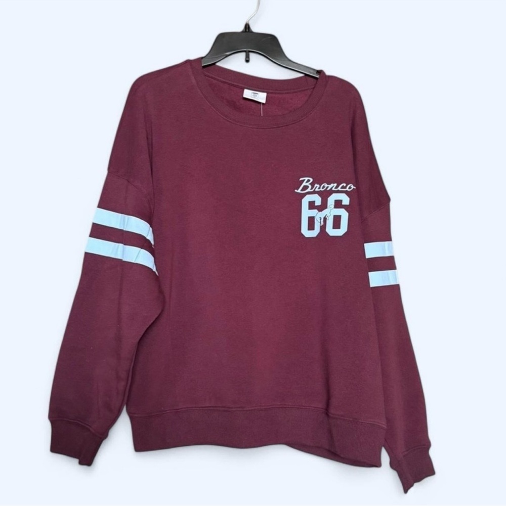 Ford Bronco 1966 Red and Blue Crew Neck Sweatshirt and pants w Varsity Stripes